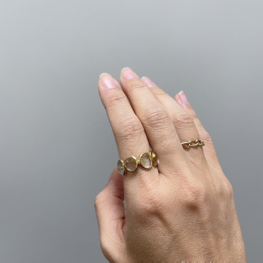 旅路｜シルバー ゴールドルチルクォーツフルエタニティリング