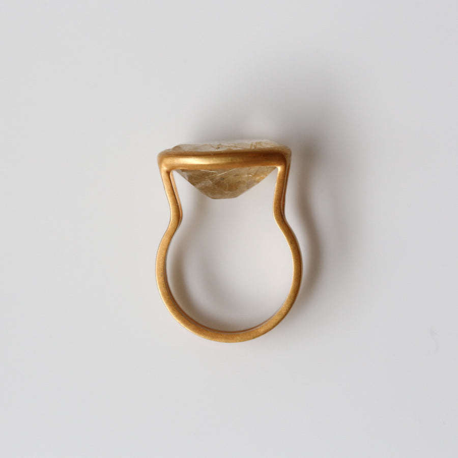 道標｜シルバー ゴールドルチルクォーツリング