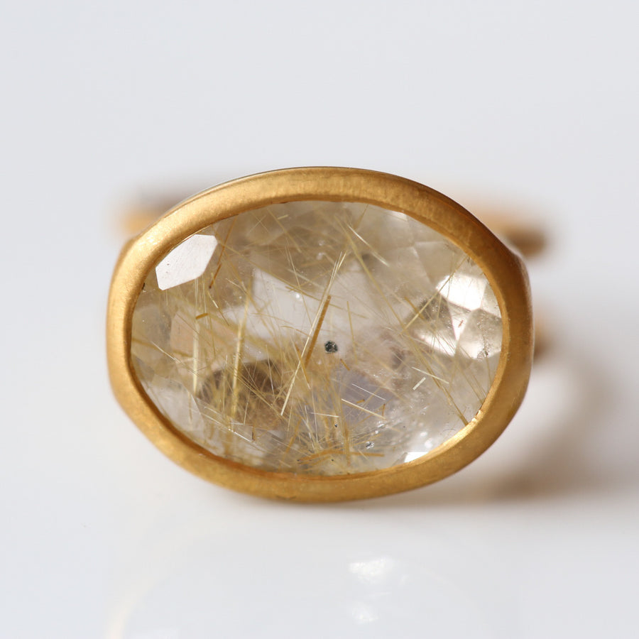 道標｜シルバー ゴールドルチルクォーツリング