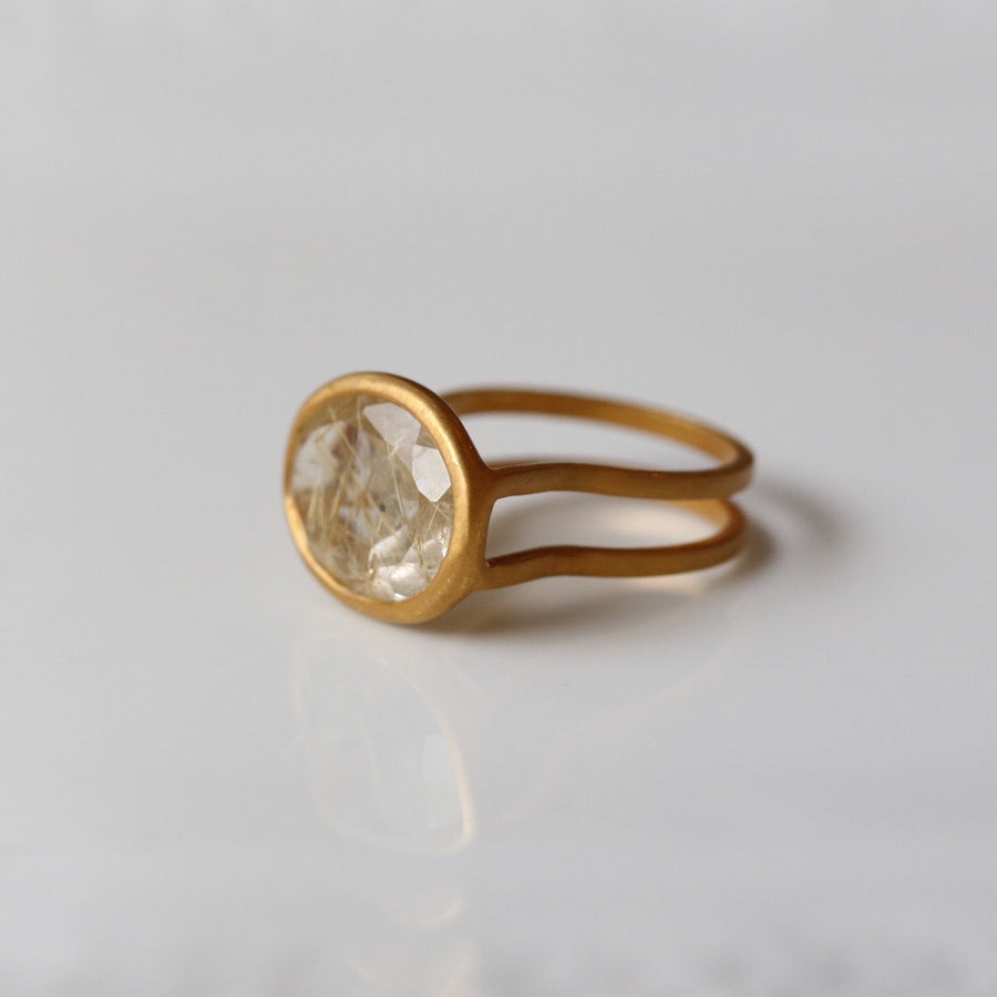 道標｜シルバー ゴールドルチルクォーツリング