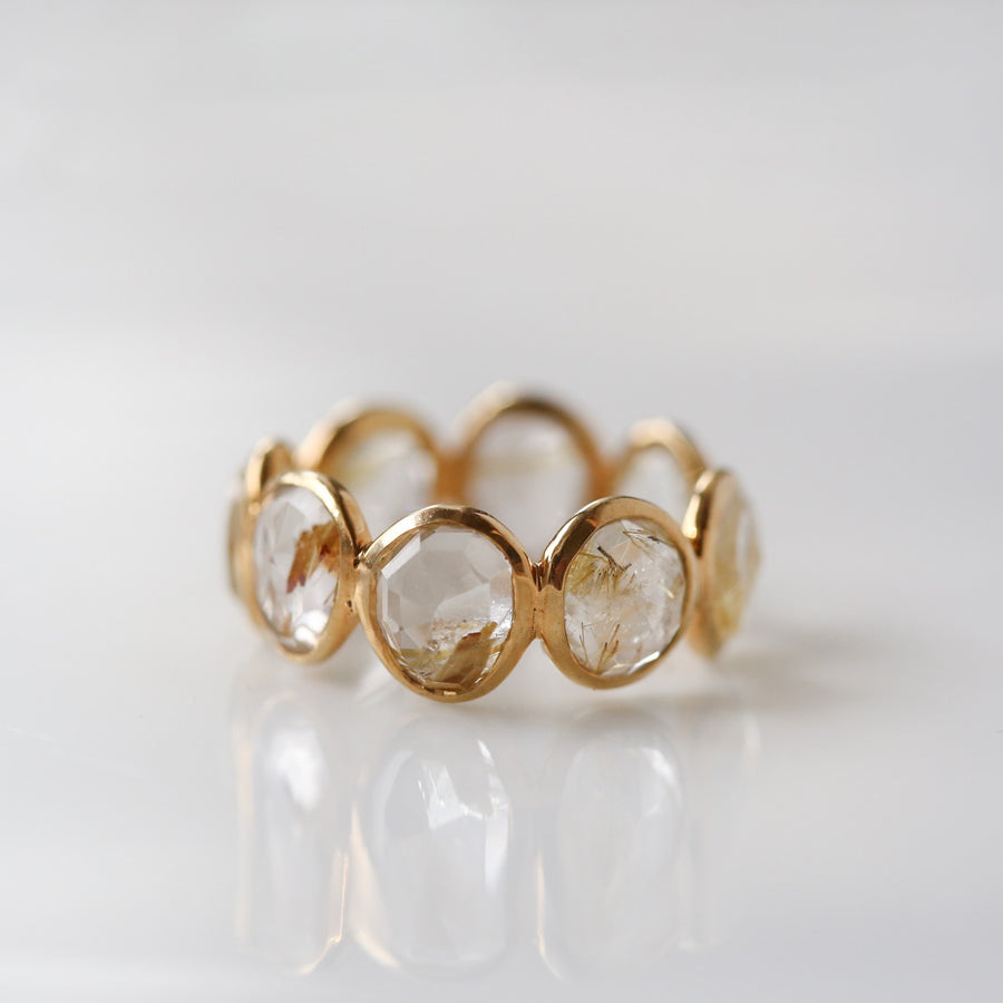 旅路｜シルバー ゴールドルチルクォーツフルエタニティリング