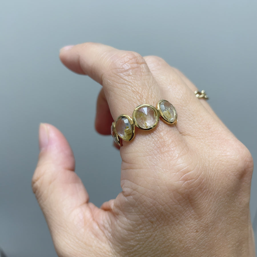 旅路｜シルバー ゴールドルチルクォーツフルエタニティリング