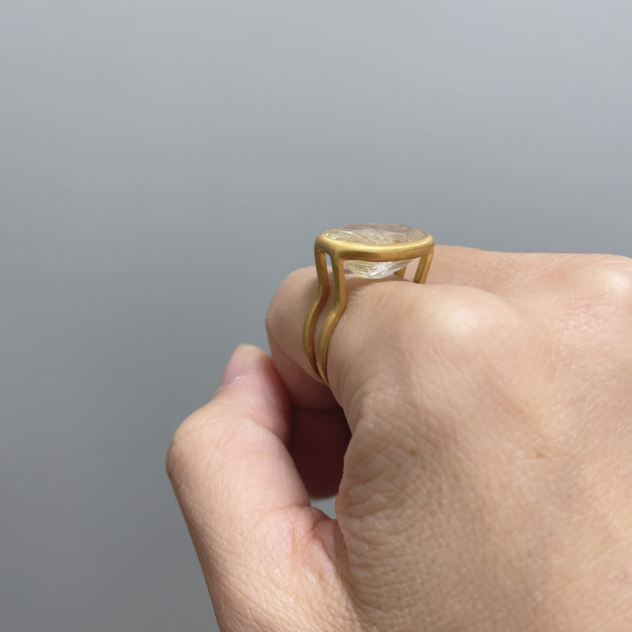 道標｜シルバー ゴールドルチルクォーツリング