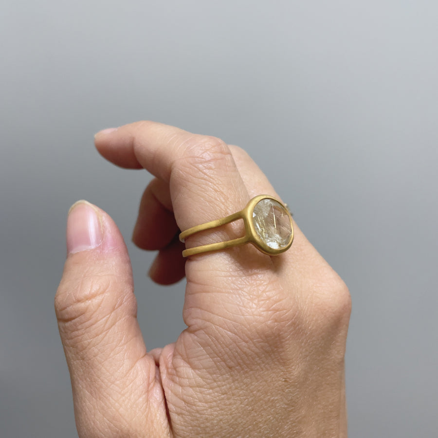 道標｜シルバー ゴールドルチルクォーツリング