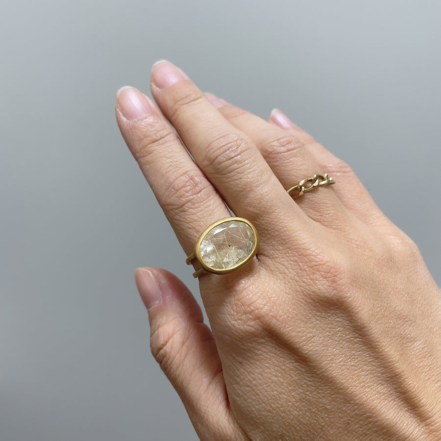 道標｜シルバー ゴールドルチルクォーツリング