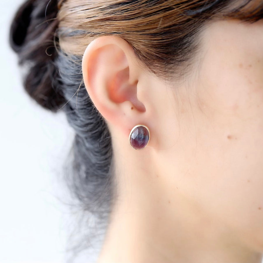 ナナ◆カラーチェンジフローライトフープピアス 道標|K10 バイカラーフローライトピアス – NUDGE jewelry