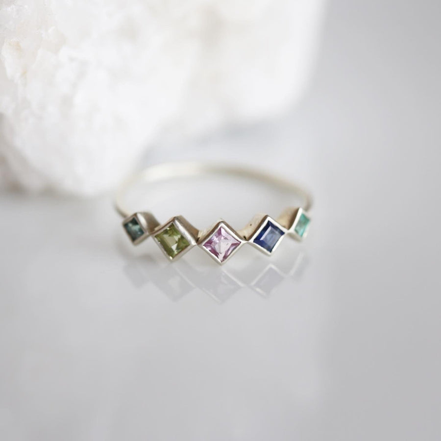 ring｜5石リング [スクエア1.5／2.5・テーブルカット]
